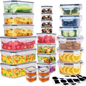 24 Peças Potes Mantimentos Herméticos Para Recipientes Armazenamento de Alimentos com Tampa, Plástico, Organização Para Cozinha e despensa, Canisters Para Cereais, Farinha e Açúcar, Livre de BPA