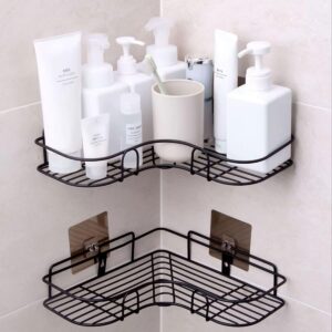Kit 2 Prateleiras para Banheiro Lavanderia Cozinha Quarto Adesiva Decorativa Organizadora Lateral 25cm (Preto)