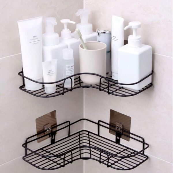 Kit 2 Prateleiras para Banheiro Lavanderia Cozinha Quarto Adesiva Decorativa Organizadora Lateral 25cm (Preto)